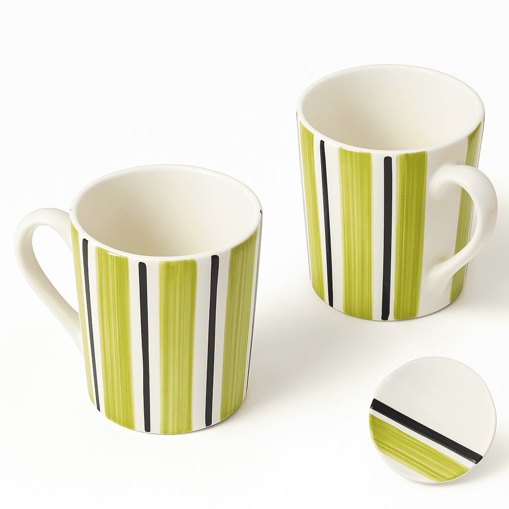 Set of Striped Coffee / Milk Mugs 350 ml