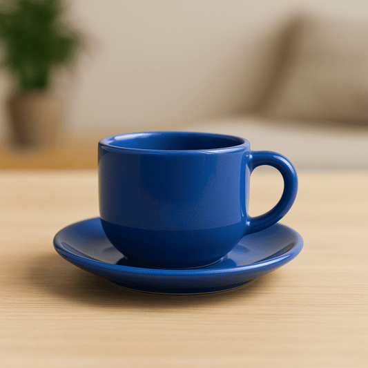 Elegant Tea / Coffee Cup and Saucer Set of 06 (12 pc) - Deep Blue