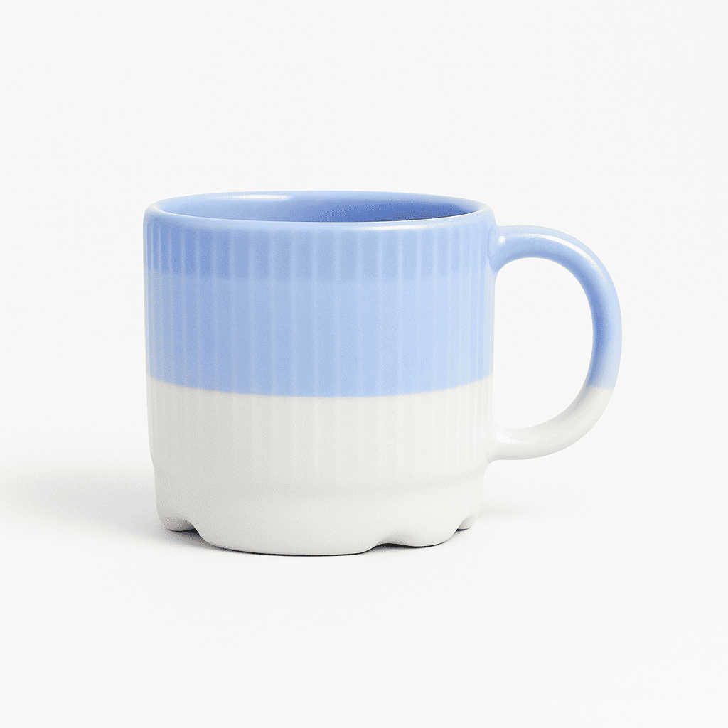 Glazito Premium MultiShade Cylindrical Tea Cups (Set of 6) 160 ml - Tone of Blue White