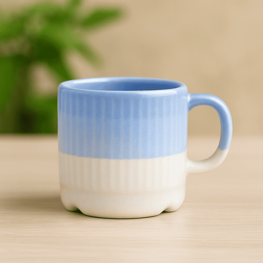 Glazito Premium MultiShade Cylindrical Tea Cups (Set of 6) 160 ml - Tone of Blue White