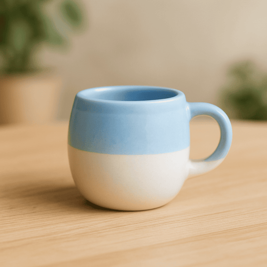 Glazito Premium MultiShade Oval Tea Cups (Set of 6) 160 ml - Tone of Blue White