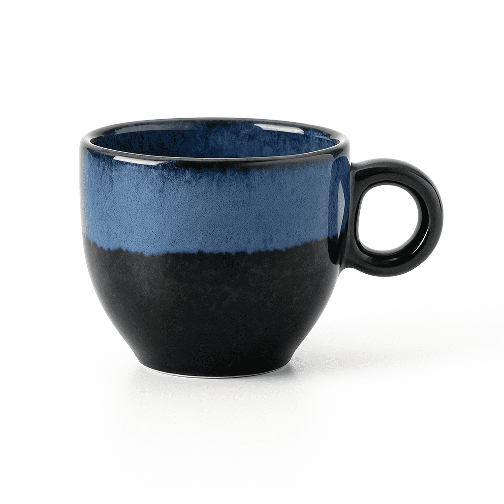 Glazito Premium Dual Colour Tea Cups (Set of 6) 150 ml - Tone of Blue and Black