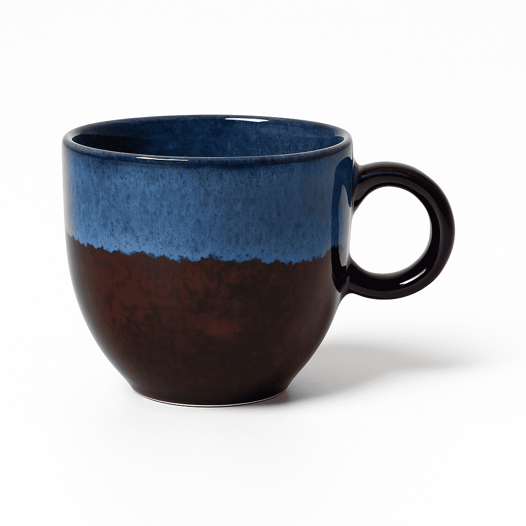 Glazito Premium Dual Colour Tea Cups (Set of 6) 150 ml - Tone of Blue and Red