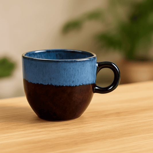 Glazito Premium Dual Colour Tea Cups (Set of 6) 150 ml - Tone of Blue and Red