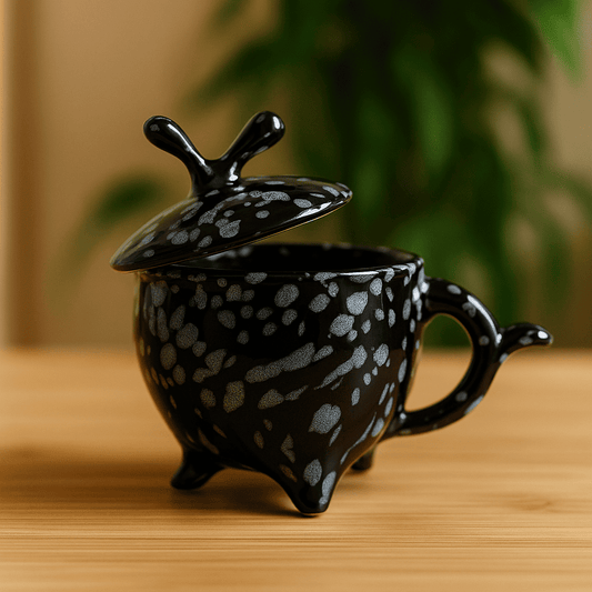 Glazito Premium Mug with Lid 210 ml (Set of 6) - Black