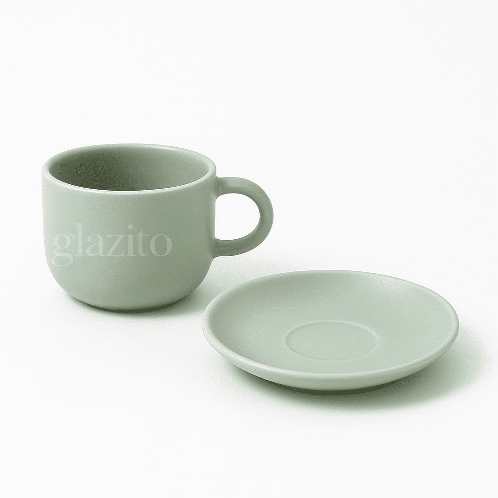 Elegant Tea / Coffee Cup and Saucer Set of 06 (12 pc) - Light Green