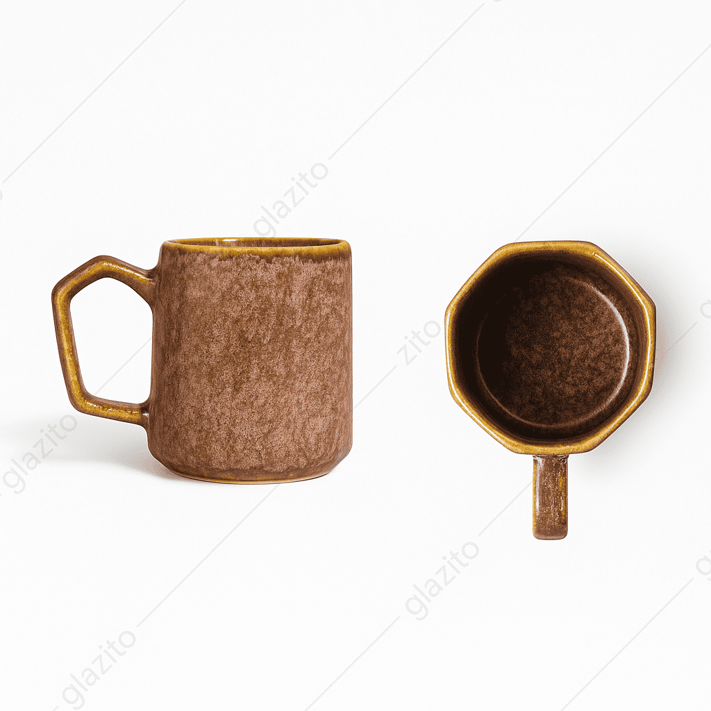 Set of Big Coffee / Milk Mug Hexagon Shape 400 Ml