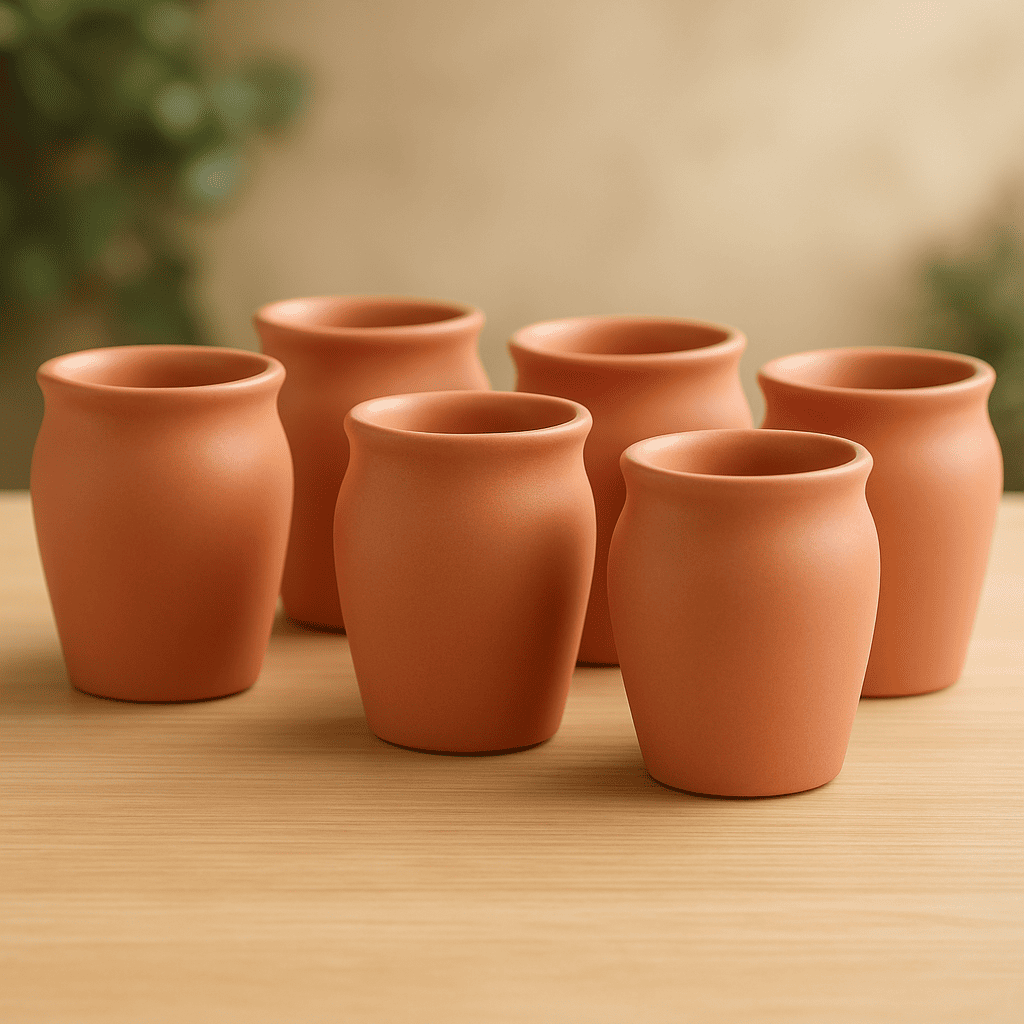 Glazito Desi Kullad (Set of 6) 160 ml - Earth Brown