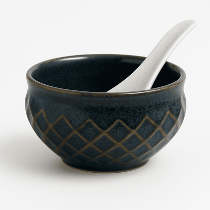 Glazito Premium Multicolour Soup Bowls with Spoons (Set of 6)(12 pc)