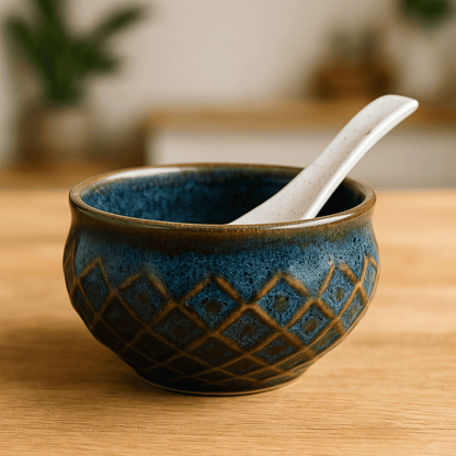 Glazito Premium Multicolour Soup Bowls with Spoons (Set of 6)(12 pc)