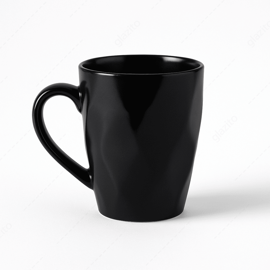 Set of Premium Coffee / Milk Mugs Diamond Shaped 300 ml - Black