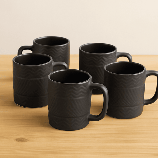 Set of Big Coffee / Milk Mug Premium Self Design 400ml Black