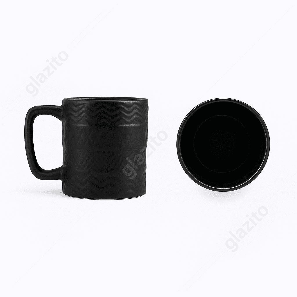 Set of Big Coffee / Milk Mug Premium Self Design 400ml Black