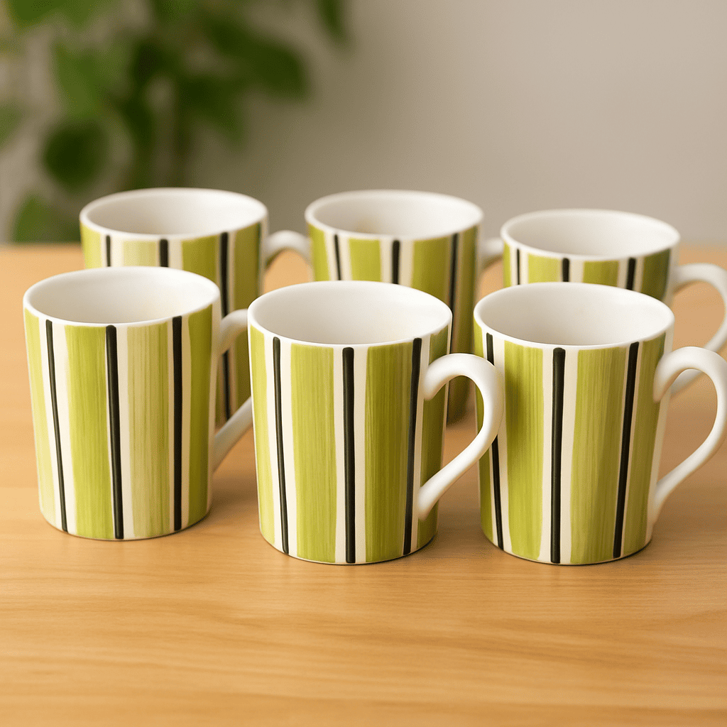 Set of Striped Coffee / Milk Mugs 350 ml