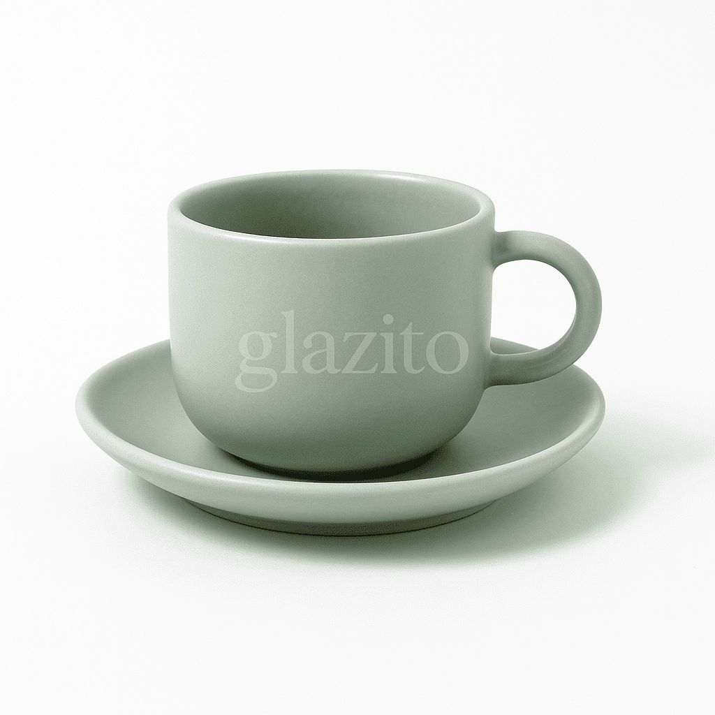 Elegant Tea / Coffee Cup and Saucer Set of 06 (12 pc) - Light Green