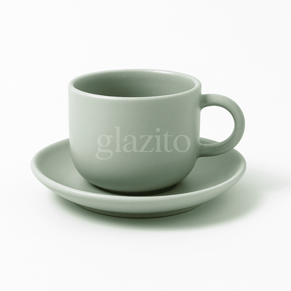 Elegant Tea / Coffee Cup and Saucer Set of 06 (12 pc) - Light Green