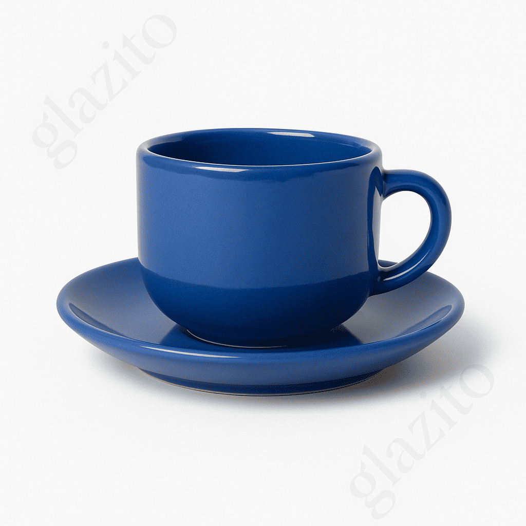 Elegant Tea / Coffee Cup and Saucer Set of 06 (12 pc) - Deep Blue