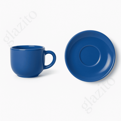 Elegant Tea / Coffee Cup and Saucer Set of 06 (12 pc) - Deep Blue