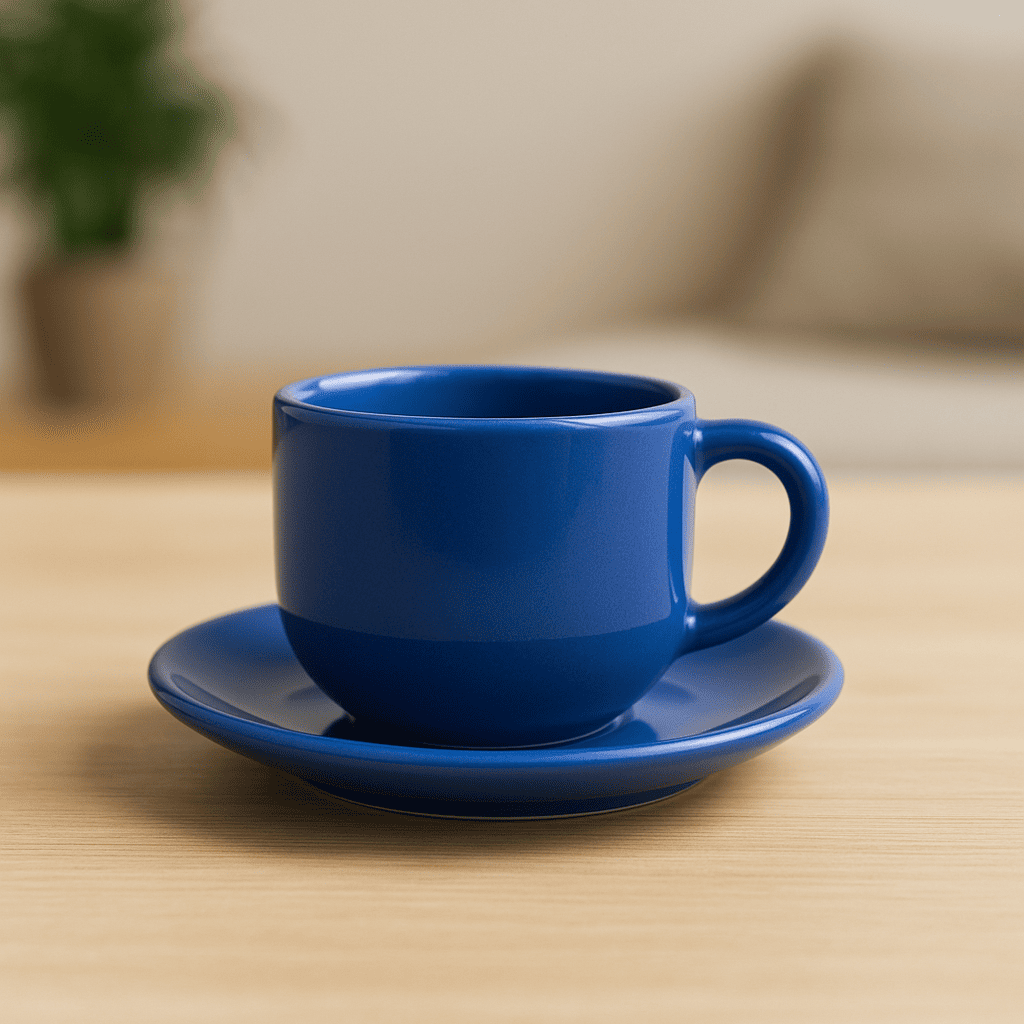Elegant Tea / Coffee Cup and Saucer Set of 06 (12 pc) - Deep Blue