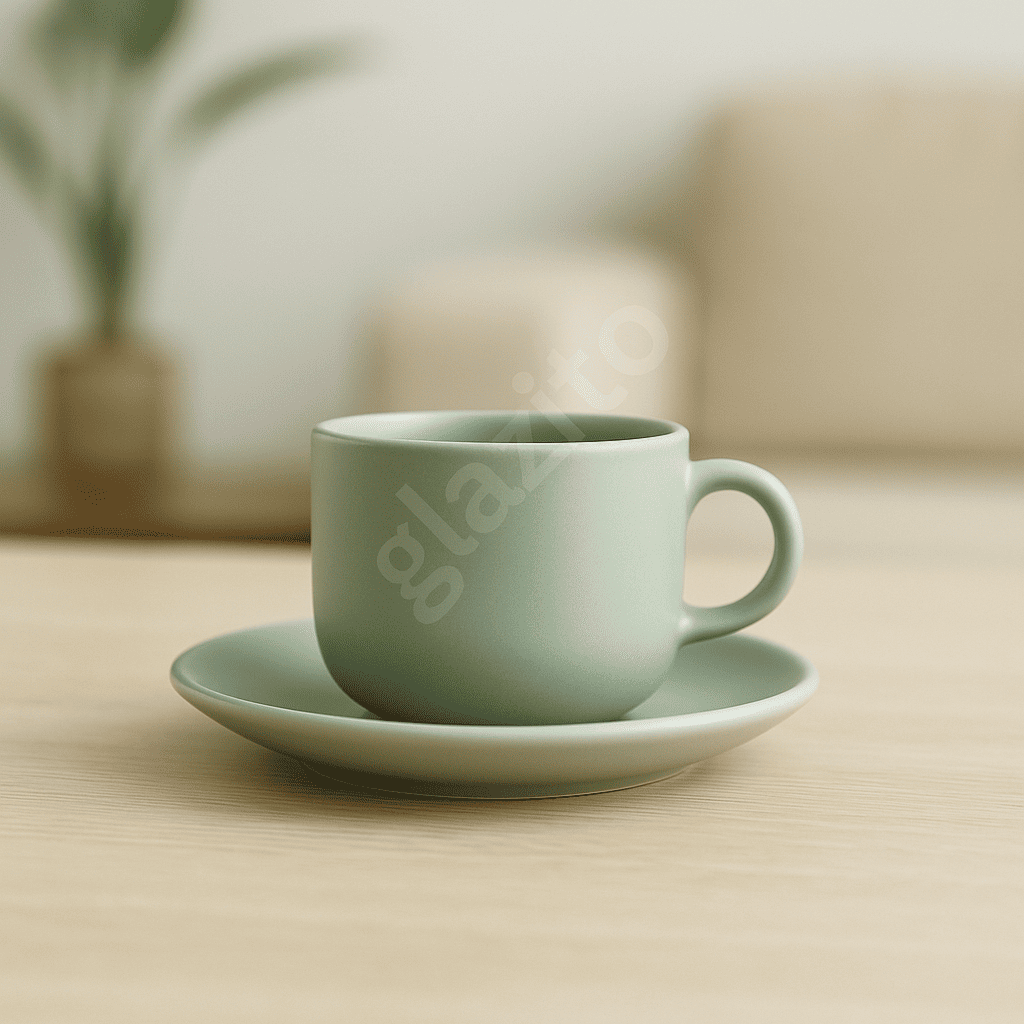 Elegant Tea / Coffee Cup and Saucer Set of 06 (12 pc) - Light Green