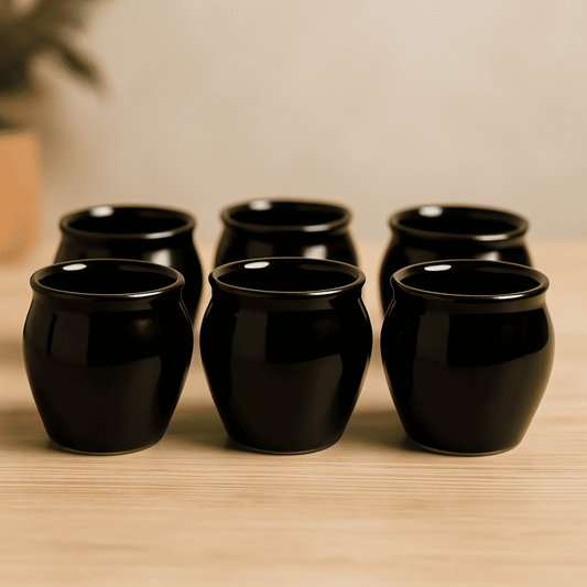 Glazito Premium Small Desi Kullad 120 ml (Set of 6) - Black