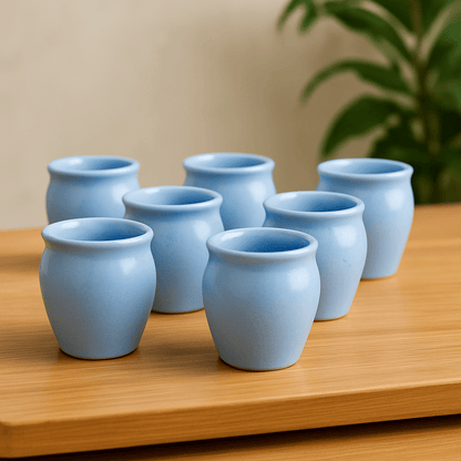 Glazito Premium Small Desi Kullad 120 ml (Set of 6) - Sky Blue