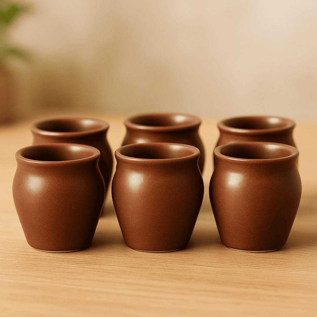 Glazito Premium Small Desi Kullad 120 ml (Set of 6) - Dark Brown