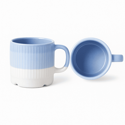 Glazito Premium MultiShade Cylindrical Tea Cups (Set of 6) 160 ml - Tone of Blue White