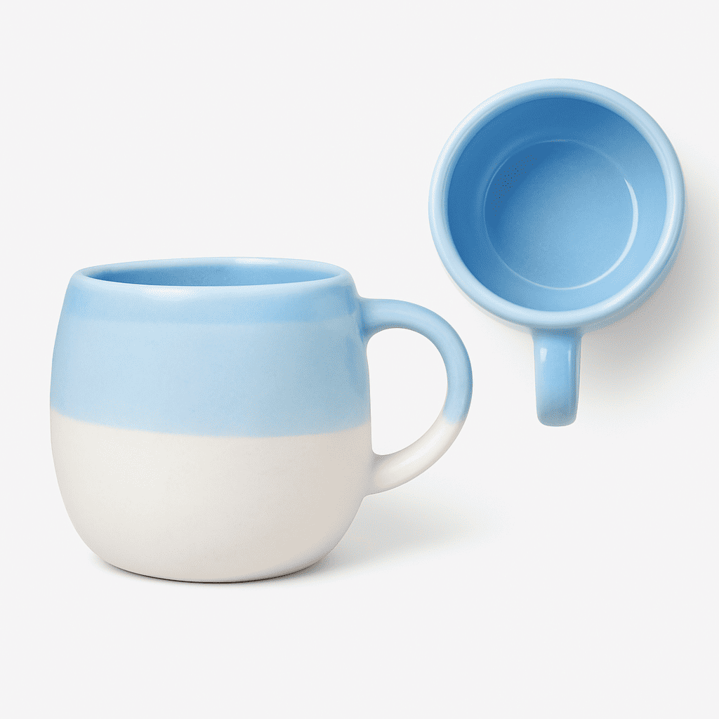 Glazito Premium MultiShade Oval Tea Cups (Set of 6) 160 ml - Tone of Blue White