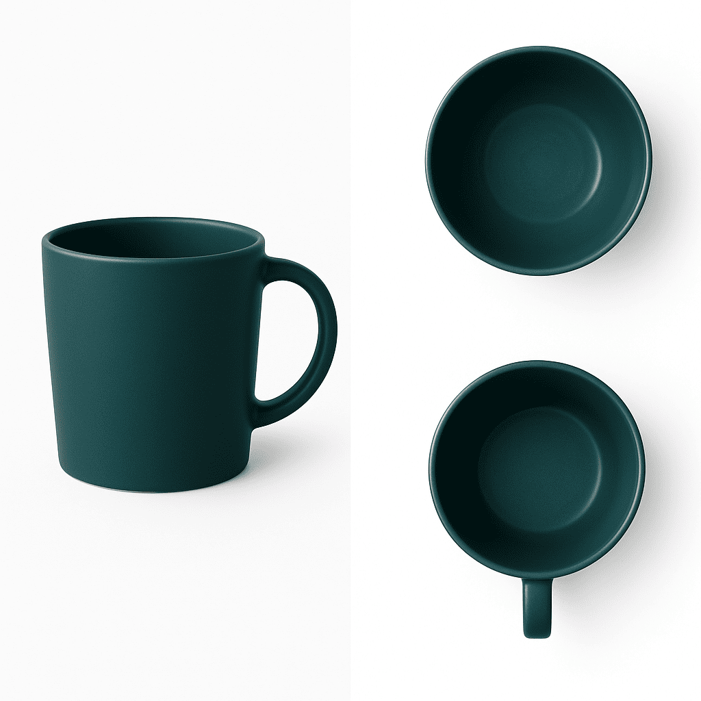 Milk / Coffee Mug (350 ml) and Bowl (575 ml) Breakfast Set - Deep Aqua