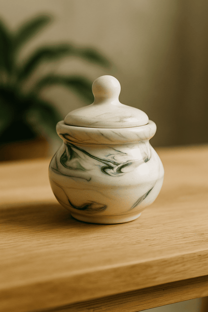 Glazito Premium Small Handi with lid 240 ml  ( Set of 2 ) - White Black