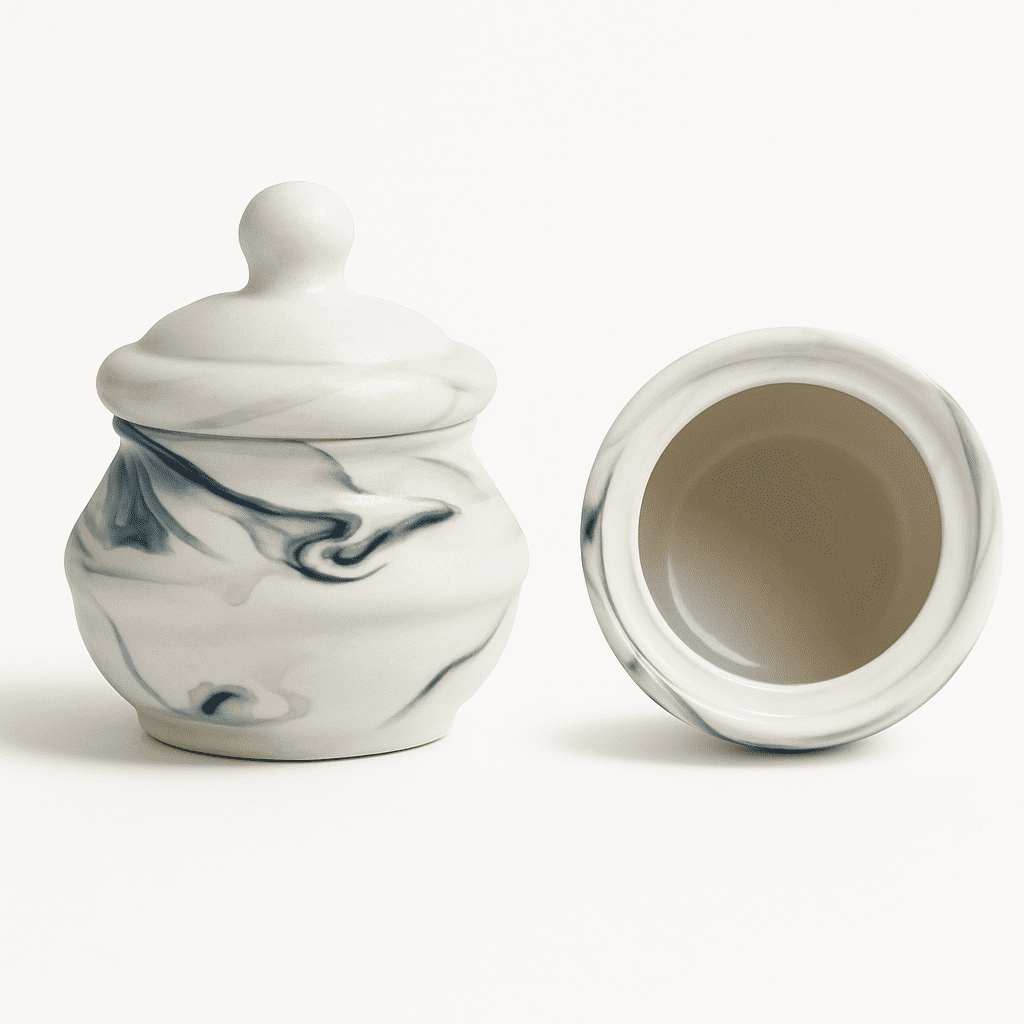 Glazito Premium Small Handi with lid 240 ml  ( Set of 2 ) - White Black