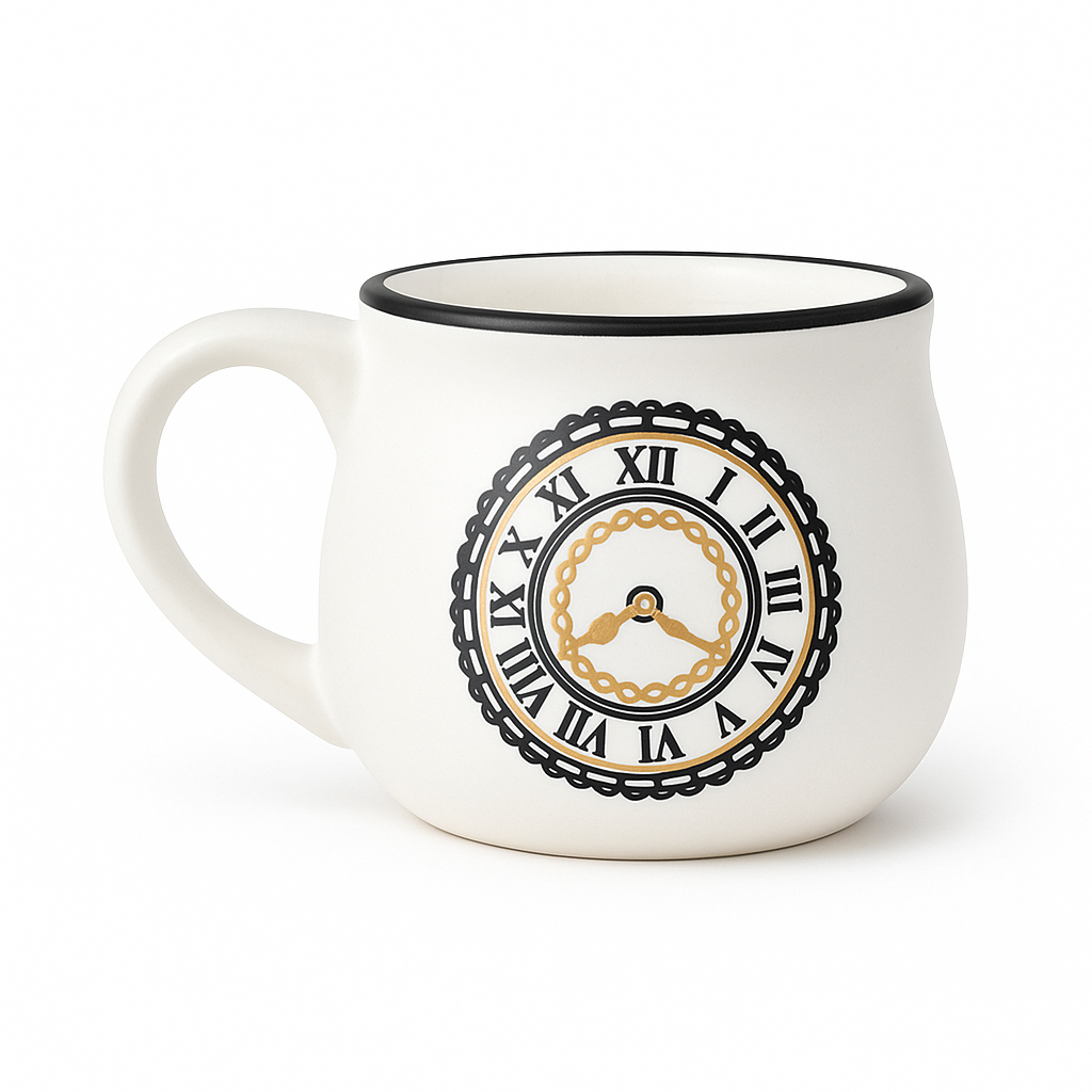 Set of Glazito Vintage Clock Cofee/ Tea Cups Stoneware 200ml