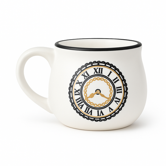 Set of Glazito Vintage Clock Cofee/ Tea Cups Stoneware 200ml