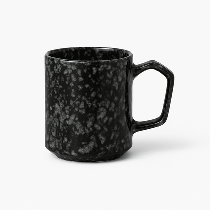 Set of Big Coffee / Milk Mugs Hexagonal Shape 400ml - Black