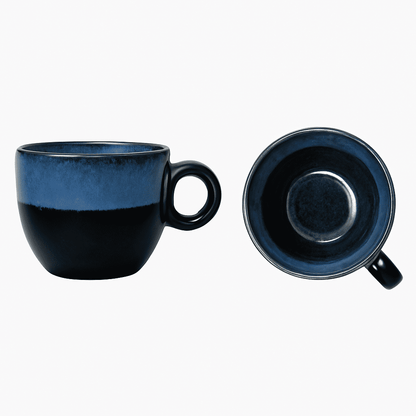 Glazito Premium Dual Colour Tea Cups (Set of 6) 150 ml - Tone of Blue and Black