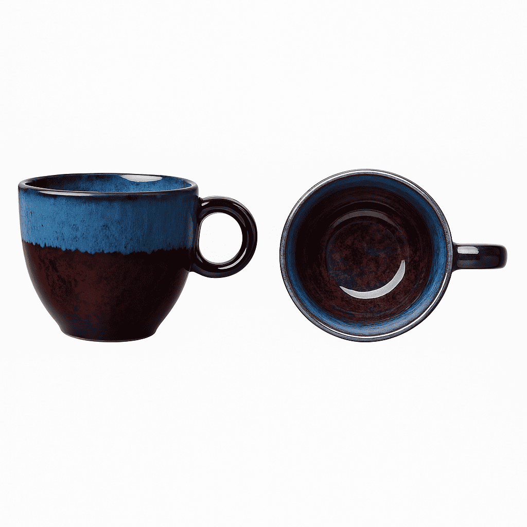 Glazito Premium Dual Colour Tea Cups (Set of 6) 150 ml - Tone of Blue and Red