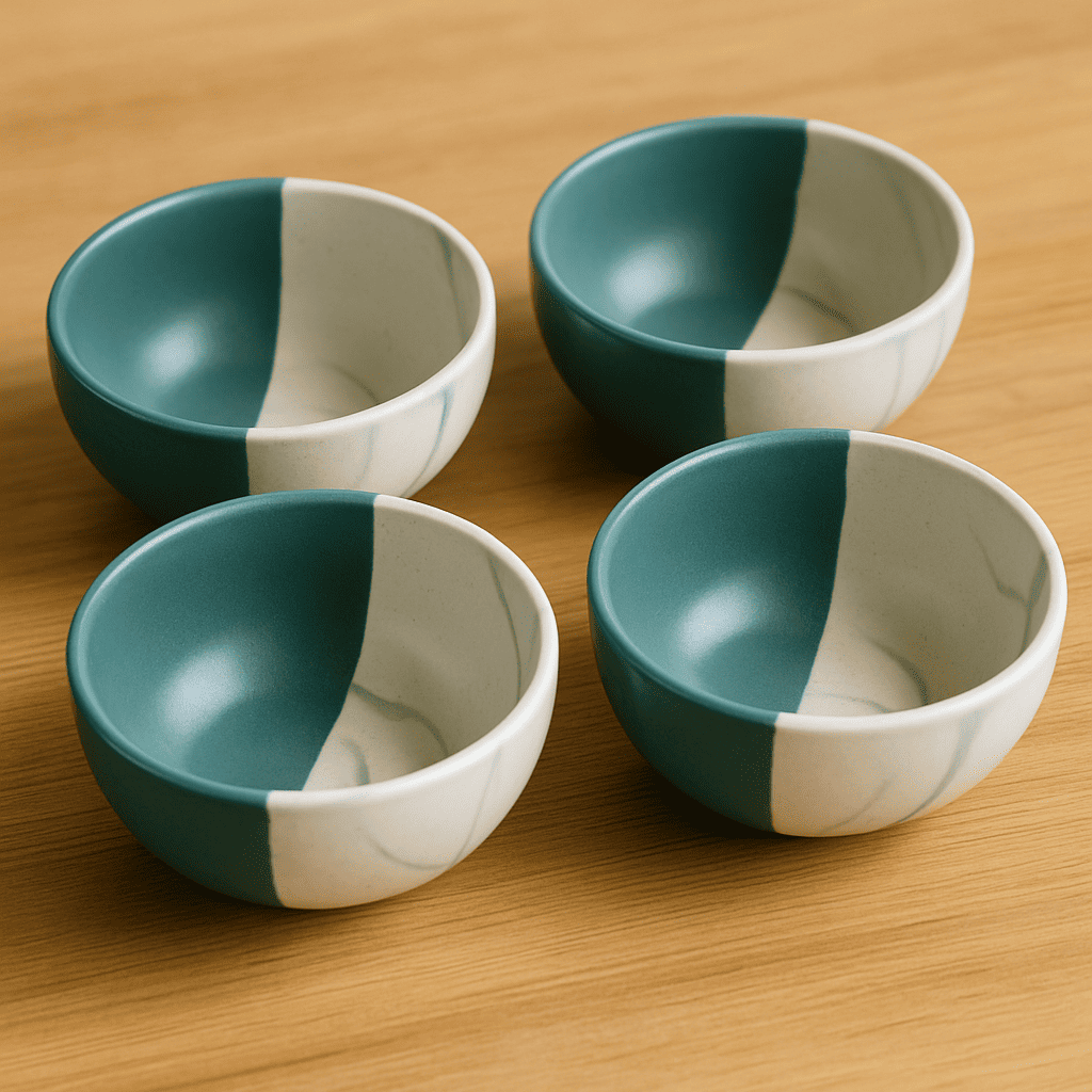 Glazito Premium Bowls Set of 4 ( 225 ml) - Dusty Mauve & White