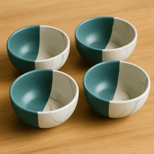 Glazito Premium Bowls Set of 4 ( 225 ml) - Dusty Mauve & White