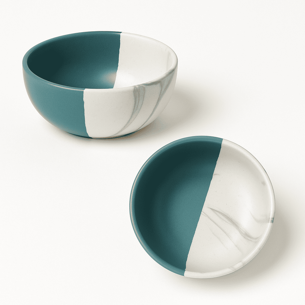 Glazito Premium Bowls Set of 4 ( 225 ml) - Dusty Mauve & White