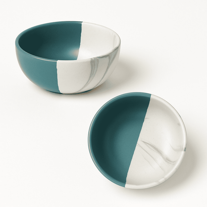 Glazito Premium Bowls Set of 4 ( 225 ml) - Dusty Mauve & White