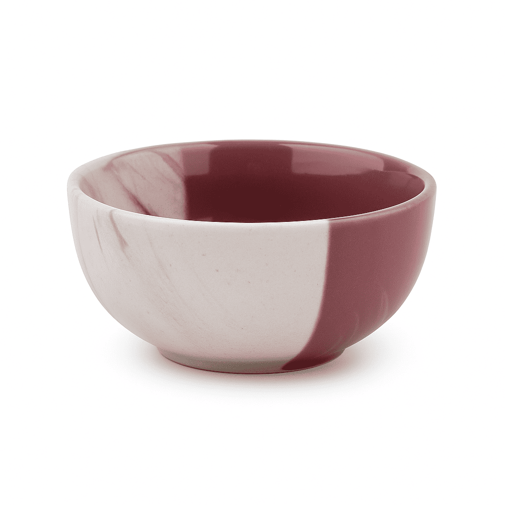 Glazito Premium Bowls Set of 4 ( 225 ml) - Dusty Mauve & White