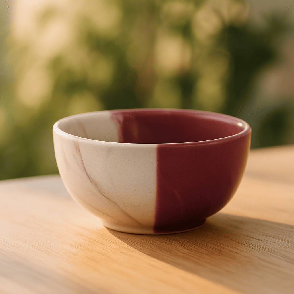 Glazito Premium Bowls Set of 4 ( 225 ml) - Dusty Mauve & White