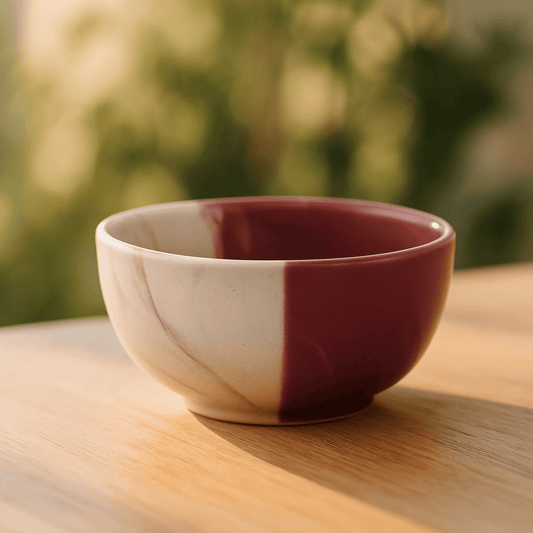 Glazito Premium Bowls Set of 4 ( 225 ml) - Dusty Mauve & White