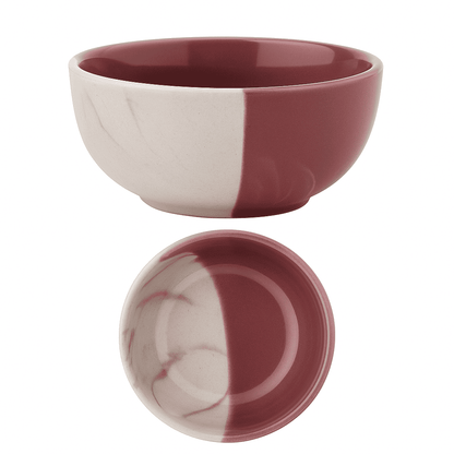 Glazito Premium Bowls Set of 4 ( 225 ml) - Dusty Mauve & White