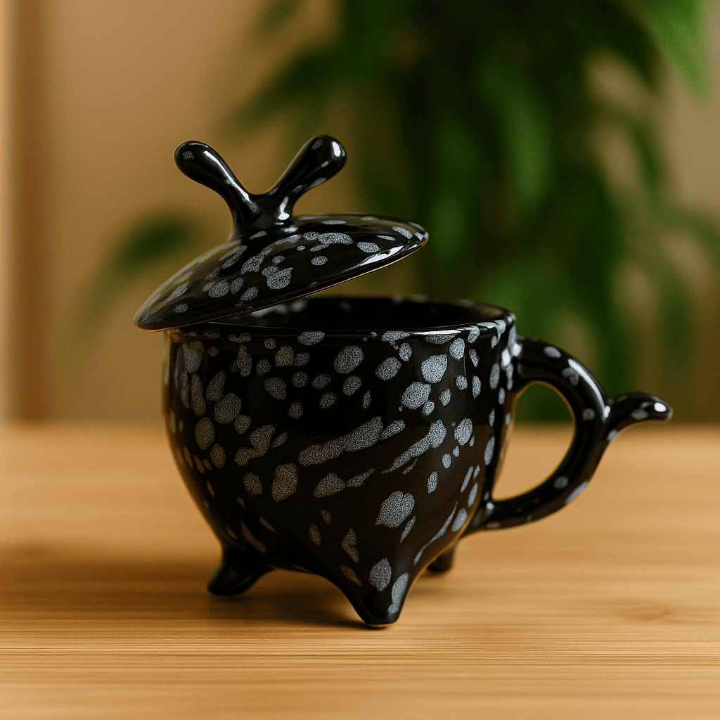 Glazito Premium Mug with Lid 210 ml (Set of 6) - Black