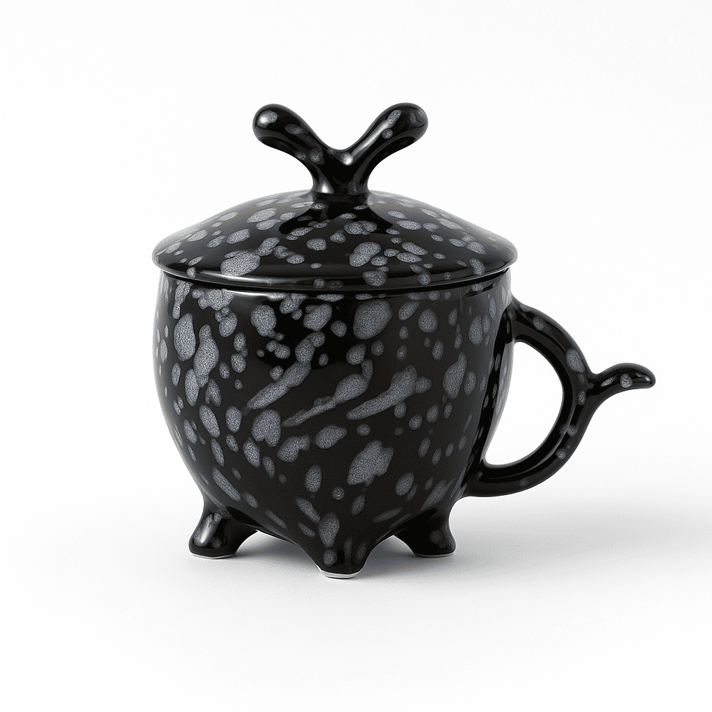 Glazito Premium Mug with Lid 210 ml (Set of 6) - Black