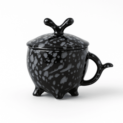 Glazito Premium Mug with Lid 210 ml (Set of 6) - Black