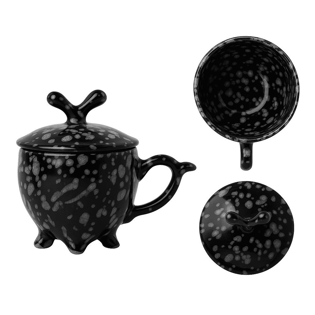 Glazito Premium Mug with Lid 210 ml (Set of 6) - Black