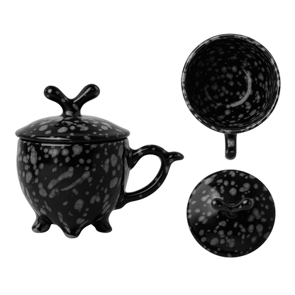 Glazito Premium Mug with Lid 210 ml (Set of 6) - Black